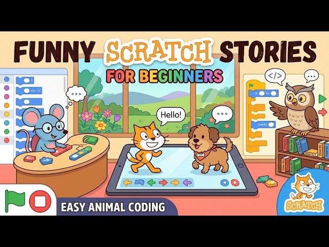 Funny Animal Story in Scratch - Beginner Tutorial 🦊| Scratch Coding