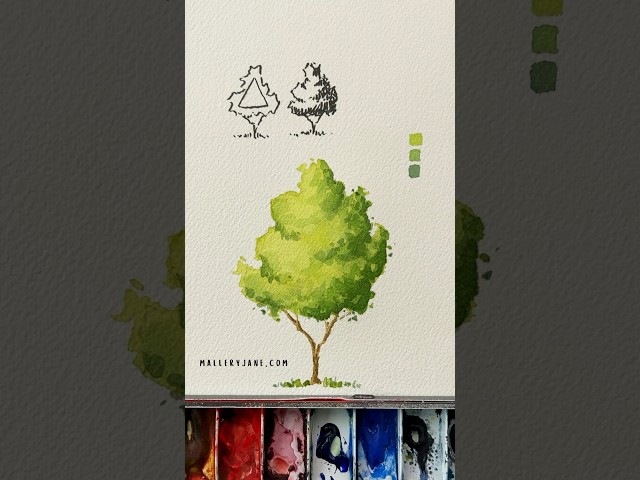 How to draw and paint a tree in watercolor #watercolorpainting #arttutorial #drawingtutorial
