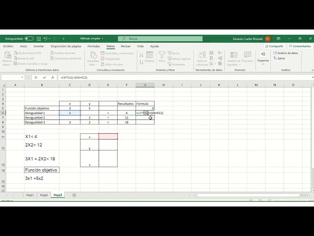 Simplex Method in Excel Solver Example 3