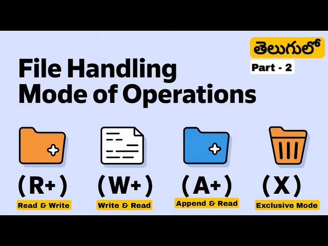 File Handling Modes in Python | Read, Write, Append & Exclusive Mode Explained in Telugu