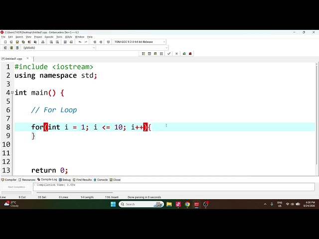 C++ — For Loop Count 1-10