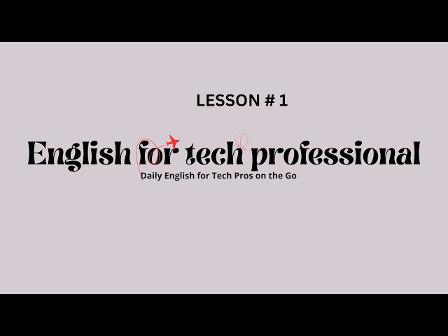 Lesson 1 - Backend Developer Job Interview in English