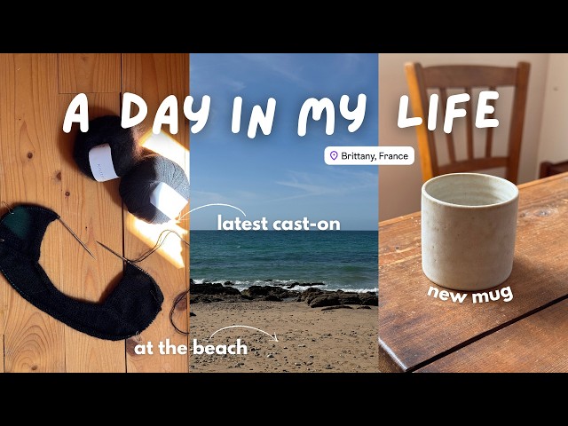 the knitting diaries: a day in brittany (flea market, beach day, knitting the maggie cardigan)