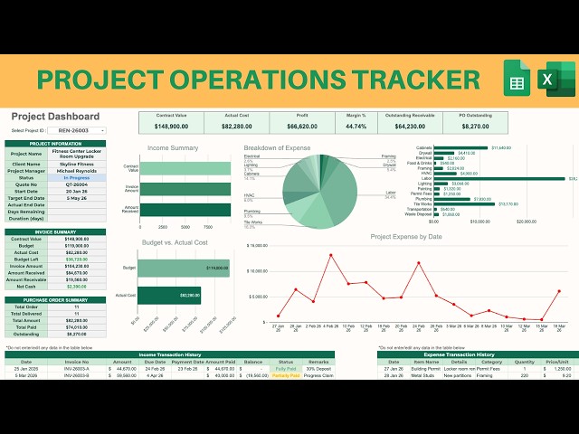 Project Operations Tracker | Manage Quotations, Invoices & POs in Excel/Google Sheets