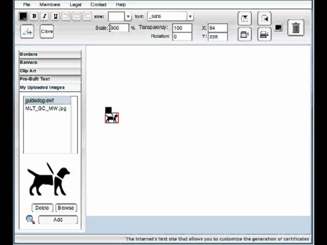 Certificate Creator Resize & Clone Example
