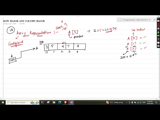 How 1D Arrays are Stored in Memory? Memory Representation & Formula Explained By Akash Sir