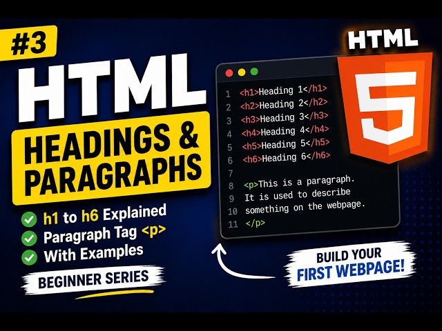 🌐 HTML Tutorial for Beginners #3 | HTML Headings & Paragraph Tag Explained