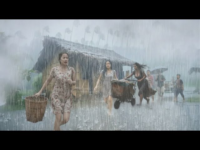 CAN YOU SLEEP IN THIS? ⛈️ Heavy Rain & Thunder in Indonesian Village | Rain Walk Village ⚡️