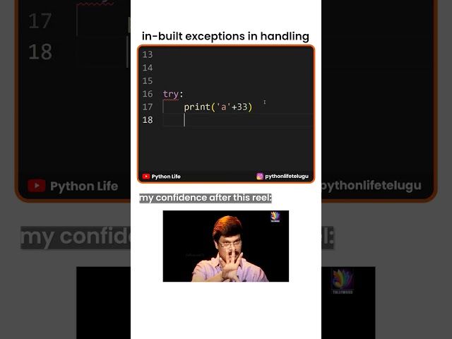 Inbuilt Exception Handling in Python Telugu