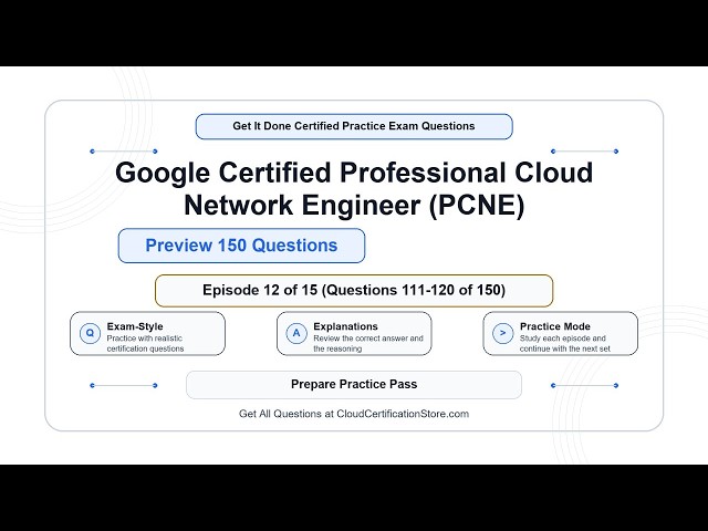 Get It Done Certified Google Pro Cloud Network Engineer (PCNE) | Exam Q&A | Episode 12 (Q111-120)