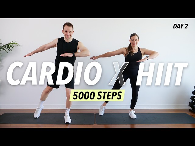 5000 Steps Fat Burn – 30 Min Cardio HIIT Workout at Home (No Equipment)