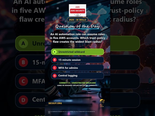 AWS Security AI Question: Which Trust Flaw Expands the Blast Radius?