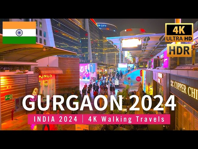 4K HDR - Amazing India Gurgaon CyberCity Night Walking Tour 🇮🇳 DLF CyberHub 2024
