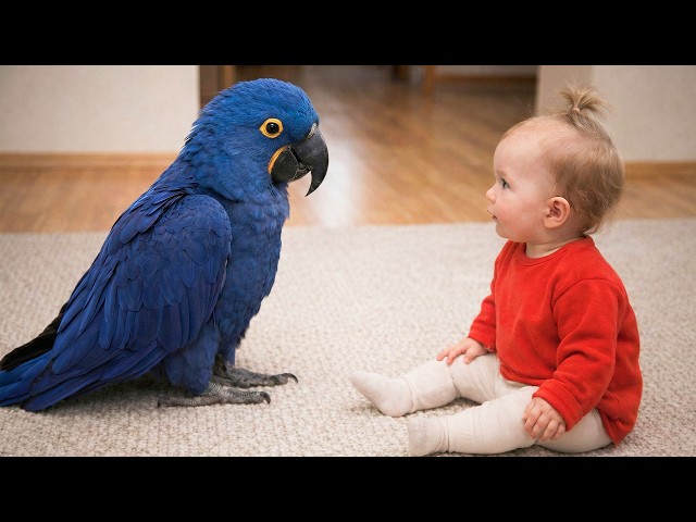 Baby Meets A Talking Parrot… Cutest Moment Ever 🥹🦜
