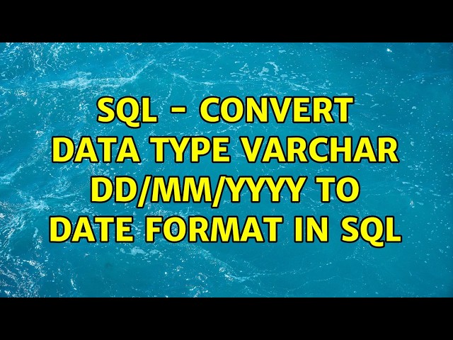 SQL - Convert data type varchar DD/MM/YYYY to date format in sql (2 Solutions!!)