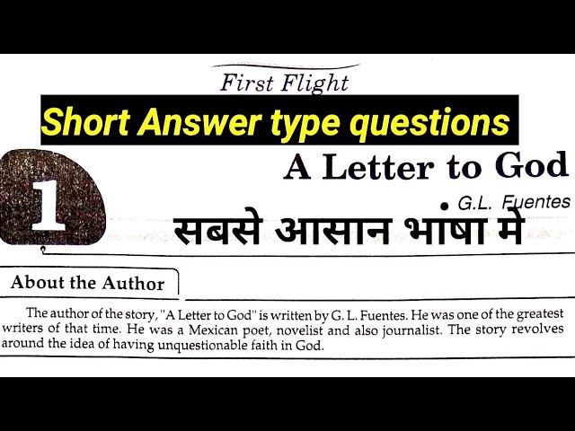 A Letter to God - Short Answer Type Questions and Answers | UP Board Class 10 | 2021-22 🔥🔥