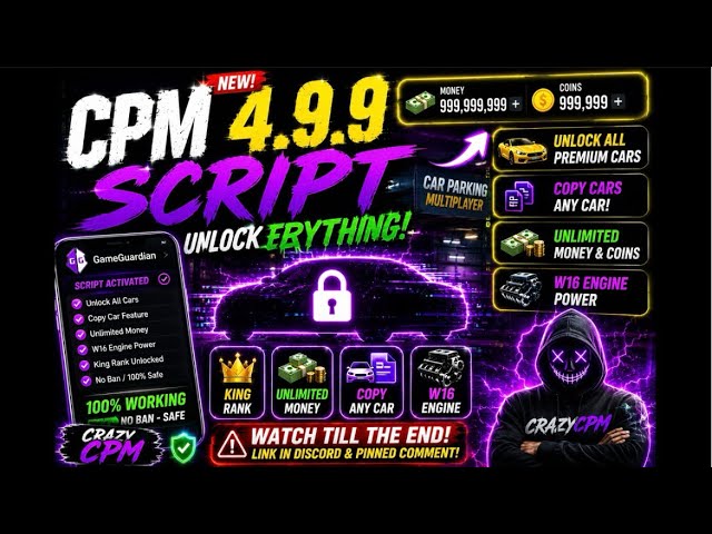 Car Parking Multiplayer 4.9.9 Script: Unlock Premium Cars & Copy Car