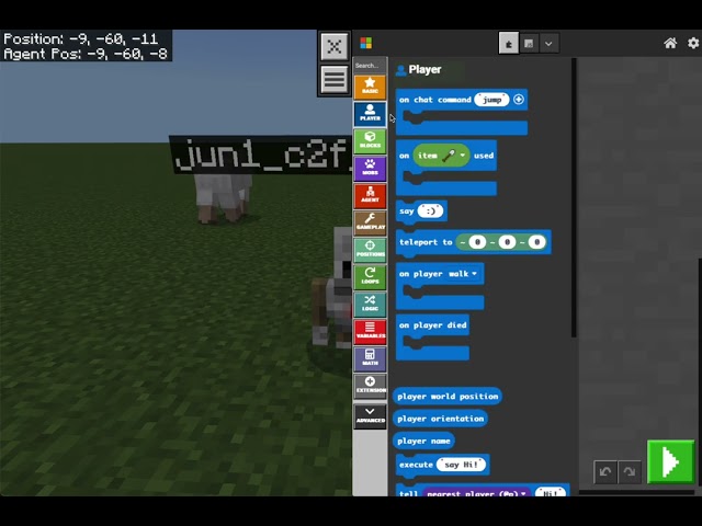 Minecraft Education - Opening the Code Builder