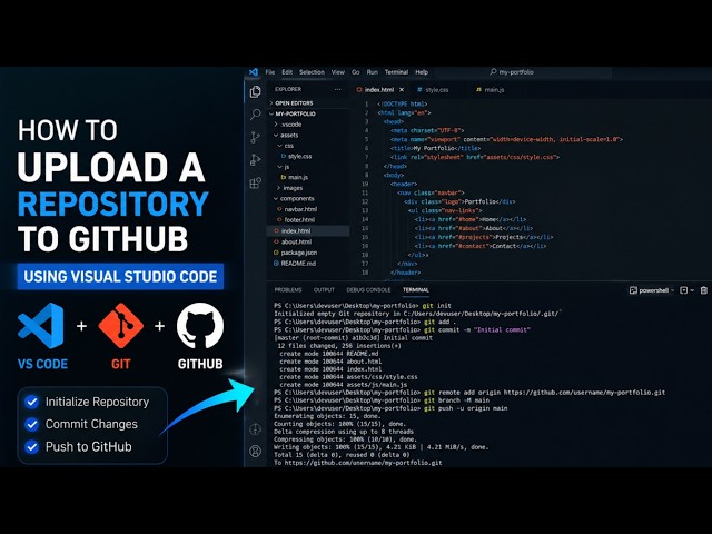 How to Upload a Project to GitHub with the VSCode Terminal 🚀 Publish Your Repositories Quickly an...