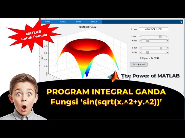 "PROGRAM INTEGRAL GANDA FUNGSI ‘sin(sqrt(x.^2 + y.^2))’ (Part 4)”.