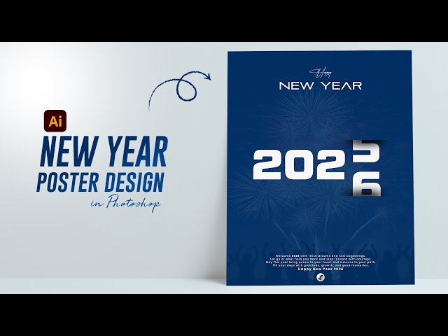 Modern New Year Poster Design in Illustrator | Happy New Year | Poster Design | JZ Graphics