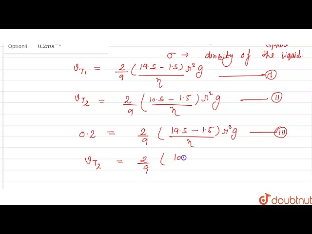 The terminal speed of a sphere of gold (density = 19.5 kg `m^(-3)`) is 0.2 `ms^(-1)`