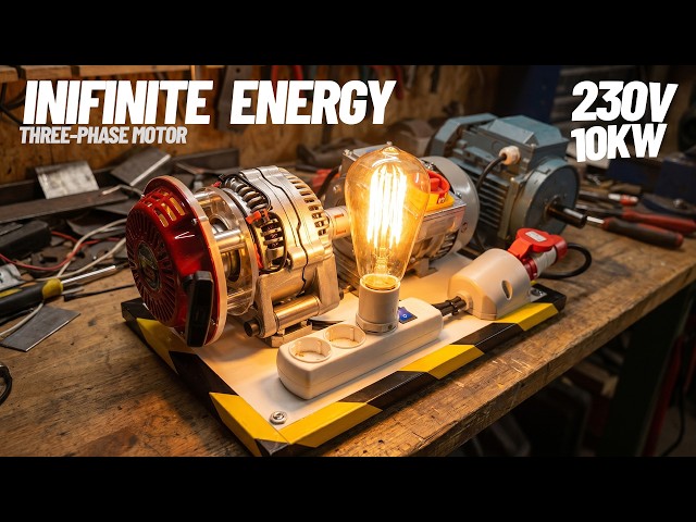 FREE ELECTRICITY 110V-230V 10KW with an Alternator and an Electric Motor