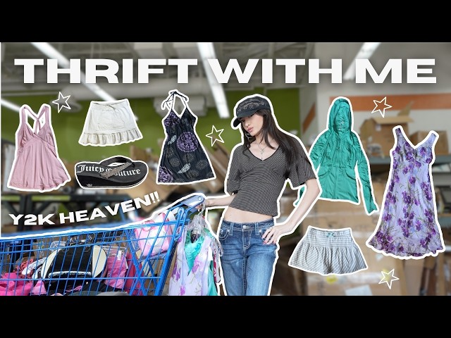 THRIFT WITH ME: Y2K heaven!! 2000’s summer finds ☆ (mini skirts, babydoll tops, & MORE!)