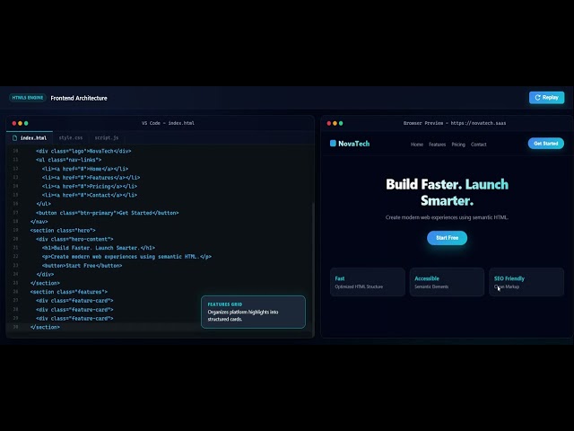 How HTML Builds a Modern Website | Real-Time Coding Animation