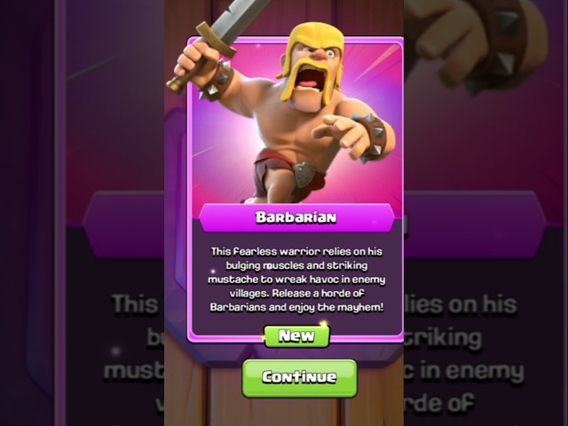 Finally Barbarian Unlocked Card! #coc #gaming #attack #views #viral