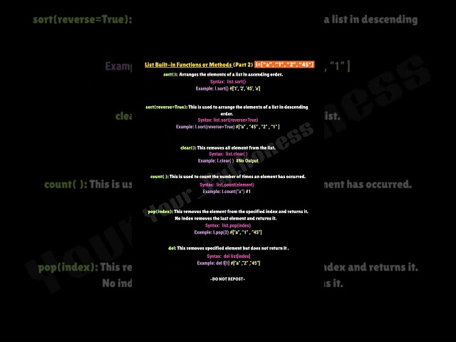 List built in functions #python #class11 #class12 #fypシ゚viral #fypage #python #lists #fypyoutube