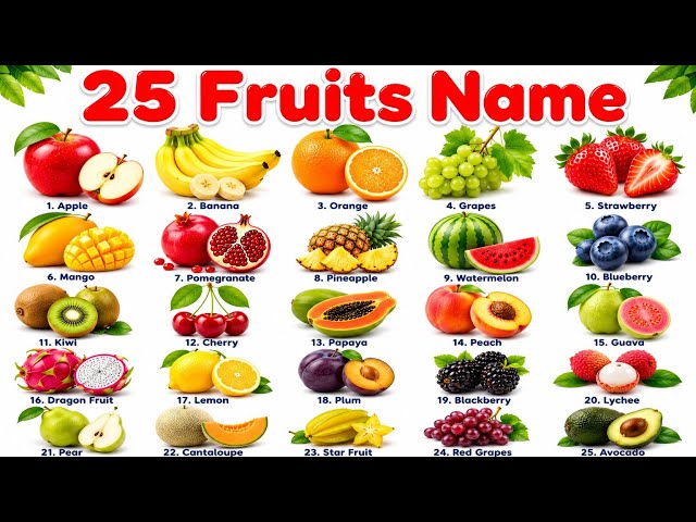 Fruit Names in English & Hindi 🍎🍌🍓 | Learn Fruits for Kids | Fruit Names for Kids