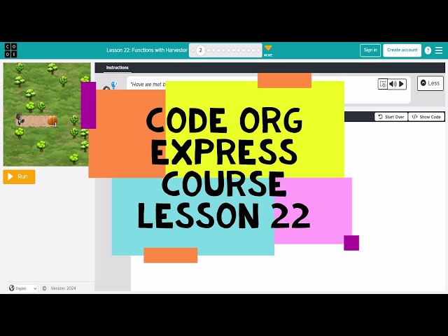 Code Org Express Course Functions with Harvester