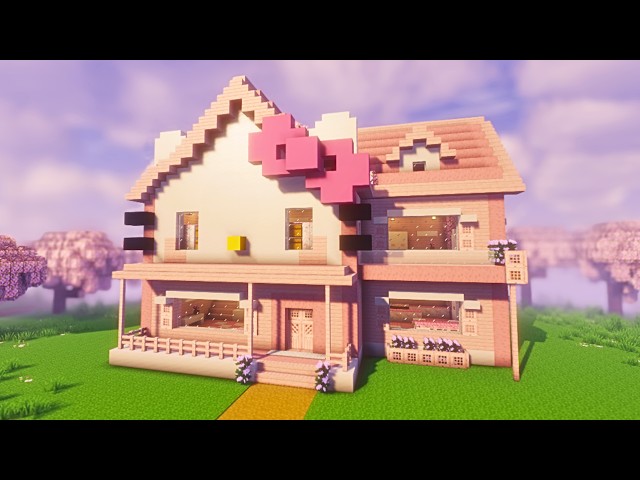 Minecraft 🎀 How to Build a Hello Kitty Cherry Blossom House | Kawaii Tutorial