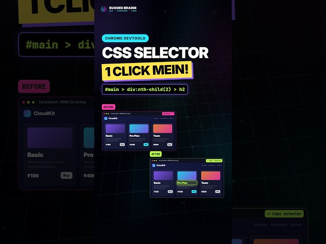 CSS Selector Kaise Nikale Chrome Mein | Copy Selector Trick #css