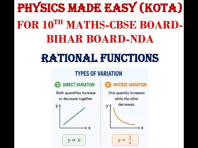 Rational functions; adding and subtracting rational numbers; inverse variation and direct variation;