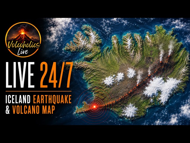 🔴 LIVE 24/7 | Iceland Earthquake Map & Volcano Monitor 🌋 Reykjanes Peninsula | Real-Time Data