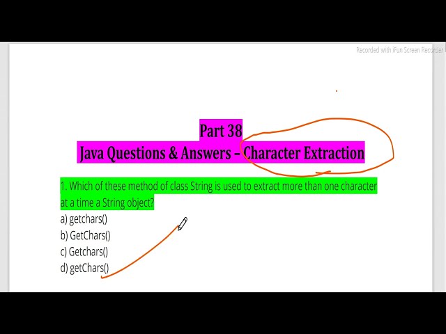 #38  Character Extraction Java Language  MCQ  for Interview Placement & Exam