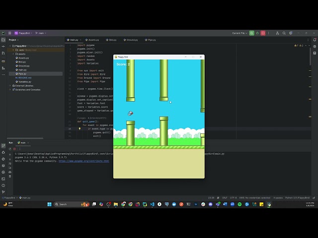 Flappy Bird in Python using PyGame