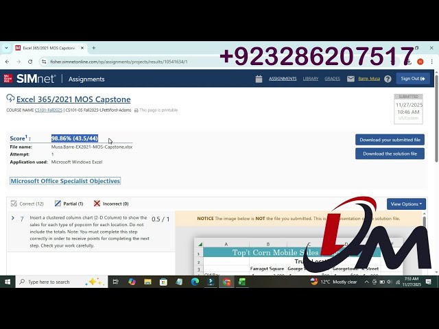 Excel 365/2021 MOS Capstone | SIMnet Assignment Help MOS Capstone  Excel 365/2021 Part 1