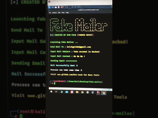 📱🧑‍💻 using Kali Linux|😀 prank for friend|📝 sent mail 💌 #viral #instagram #youtube #follow #shorts