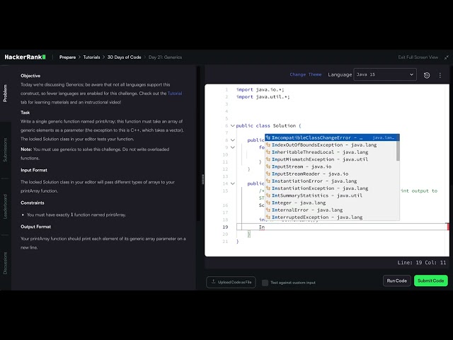 HackerRank Python 30 Days of Code - Day 21: Generics