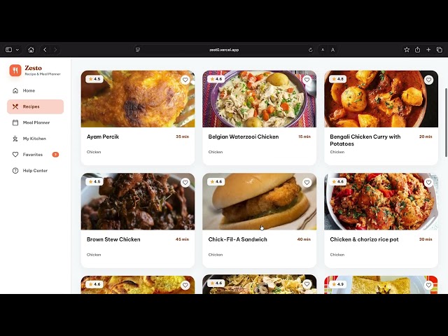 Adarsh Nishad | Recipe Finder & Meal Planner | Demo