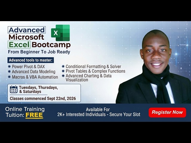Day 5 - Job Ready Microsoft Excel Bootcamp Live Session.