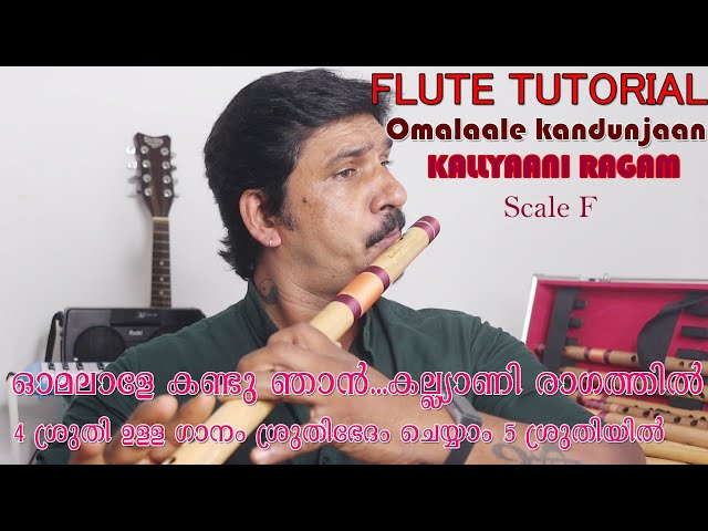 ഓമലാളെ കണ്ടൂ ഞാൻ | flute tutorial malayalam | കല്യാണി രാഗം | Karnatic flute lesson | yesudas
