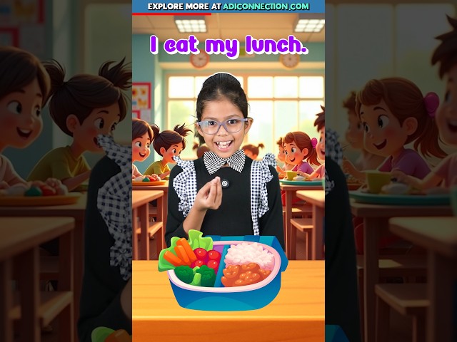 My Noon Routine at School ⏰ | Kids English Learning | Adi Connection #shorts