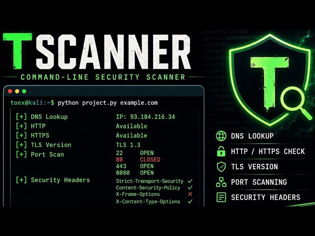 TScanner — A Python security scanner | CS50P Final Project by TheToex🐍🔐