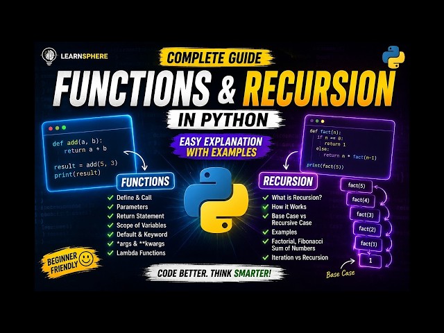 Functions & Recursion | Part 2| Python full course 🧑‍🏫🔁📖📖🖼️