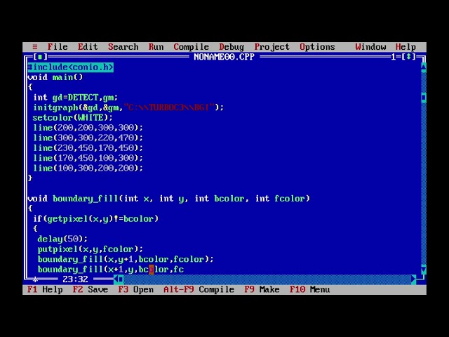 How to write a C program for boundary fill algorithm.