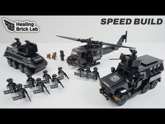 Police Brick Sets of SWAT, Armored Vehicle, Tactical Truck, Helicopter Speed Build